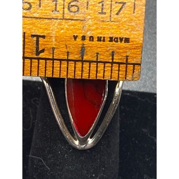 ATI Vintage Sterling silver 925 oval elongated red jasper ring Mexico - Picture 10 of 12